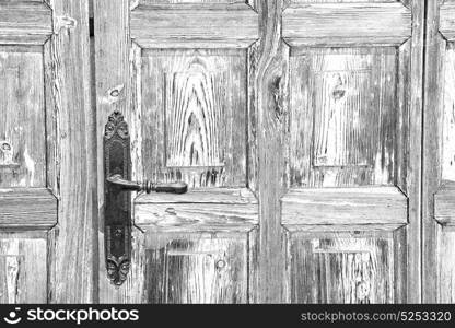 europe old in italy antique close brown door and rusty lock closeup