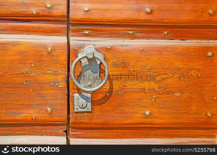 europe old in italy antique close brown door and rusty lock closeup