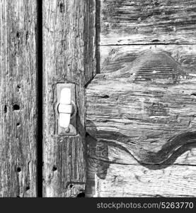 europe old in italy antique close brown door and rusty lock closeup