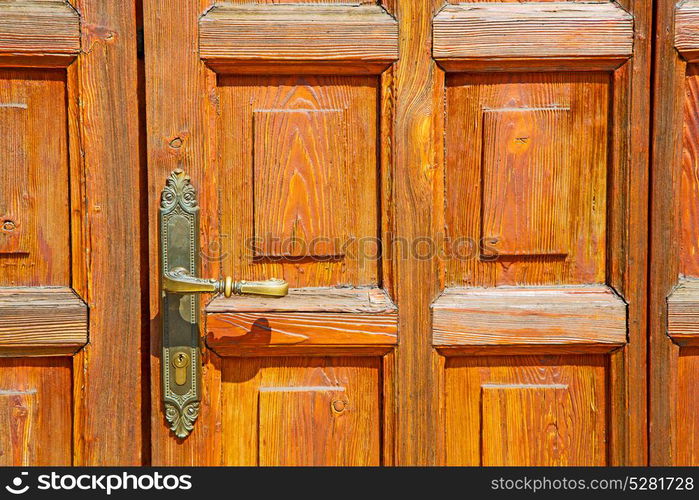 europe old in italy antique close brown door and rusty lock closeup