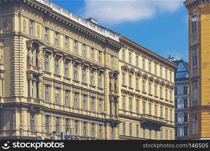 Europe wall building, vintage filter image