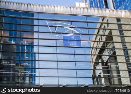 European Parliament in Brussels . main office in Belgium.. European Parliament in Brussels