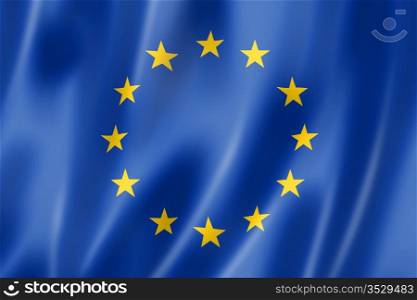 European union flag, three dimensional render, satin texture. European union flag