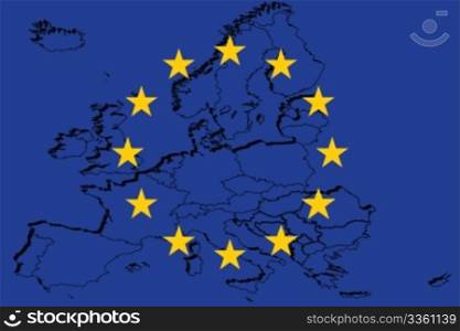 European Union flag with map of Europe background