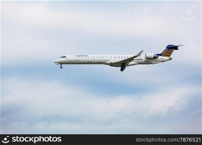 Eurowings Canadair CL-600-2D24 Regional Jet CRJ-900LR - D-ACNW landing, GERMANY, HAMBURG Airport, September, 08, 2014