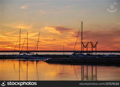 Evening at small harbour on the island Oland in Sweden