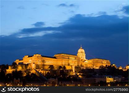 Evening at the Buda Castle in Budapest, Hungary, composition with copyspace.