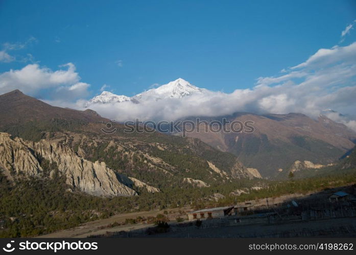 Evening at the mountains. Annapurna South, Nepal