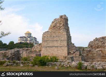 Evening Chersonesos (ancient town) and St Vladimir&rsquo;s Cathedral (Sevastopol, Crimea, Ukraine)