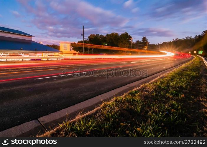 evening commute traffic near lake wylie north and south carolina border over bridge