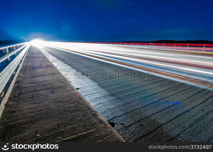 evening commute traffic on highway - long exposure