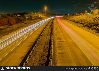 evening commute traffic on highway - long exposure