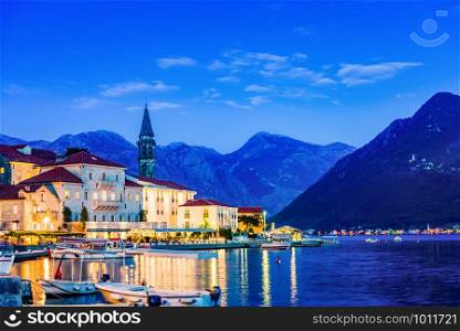 Evening in Perast, small town of Montenegro. Evening in Perast