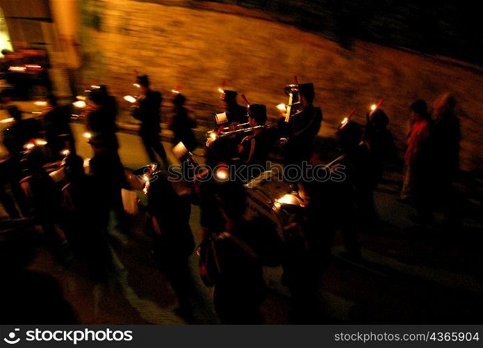 Evening marching band in Epitaph, Greece