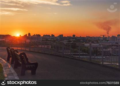Evening photo of Barnaul city, Siberia, Russia. Evening photo of Barnaul