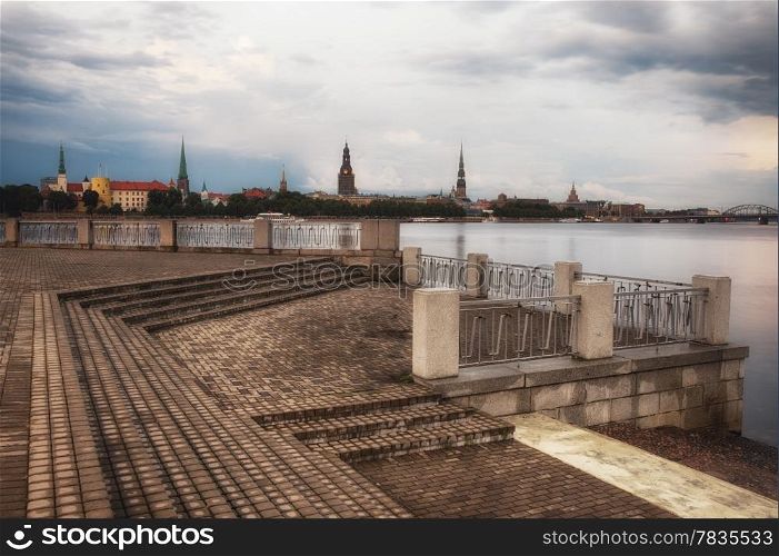 Evening Riga cityscape. Latvia