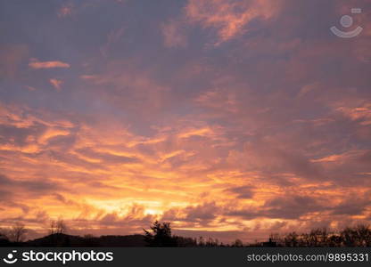 Evening sky with pastel-colored clouds