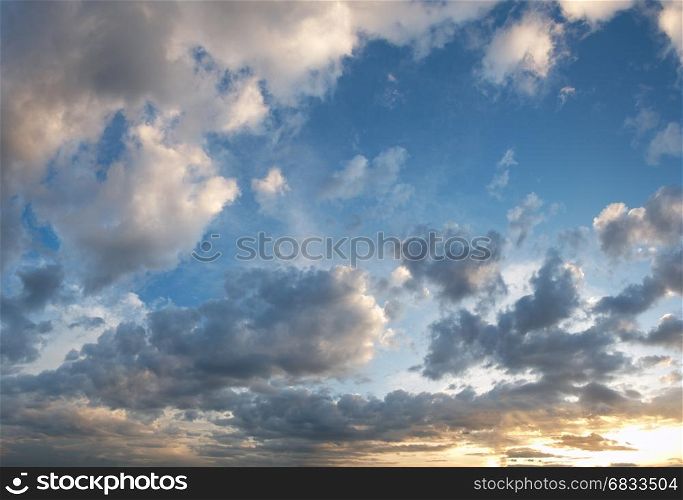 Evening sunset sky with clouds. Good for sky background.