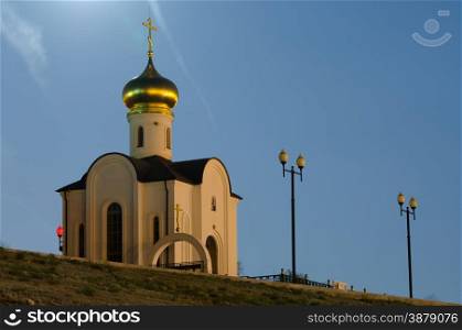 Evening view of a small church, located at the gateway of the first Volga-Don Canal, Volgograd
