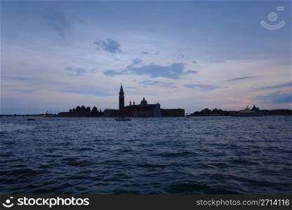 Evening view of Church San Giorgio Maggiore by Andrea Palladio at Venice.