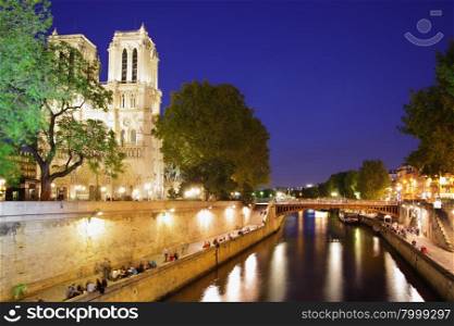 Evening view of Paris, France