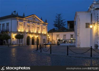 Evening view of the Camara Municipal of Faro in the city of Faro on the Algarve in southern Portugal