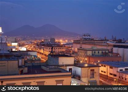 Evening view of the Vesuvius. Naples