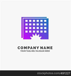 Event, management, processing, schedule, timing Purple Business Logo Template. Place for Tagline.. Vector EPS10 Abstract Template background