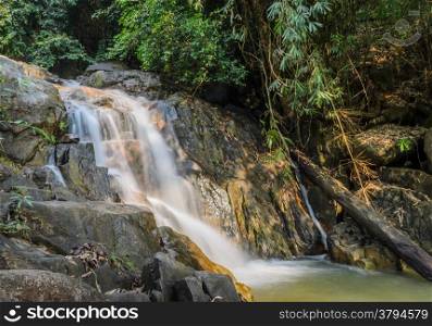 Evergreen forest waterfall in Chanthaburi, Thailand