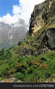 Evergreen mountain in autumn Nepal