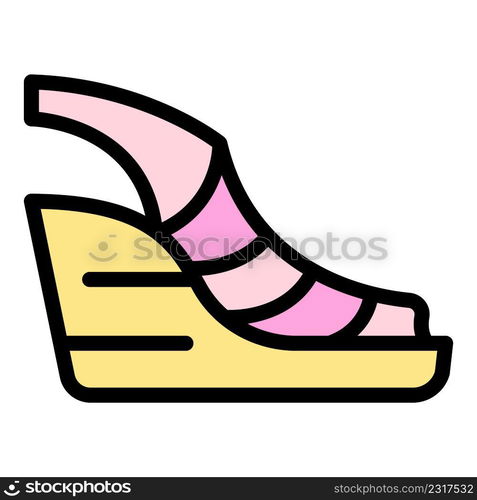 Everyday sandals icon. Outline everyday sandals vector icon color flat isolated. Everyday sandals icon color outline vector