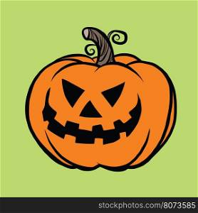 Evil Halloween pumpkin, pop art illustration. autumn season. Evil Halloween pumpkin