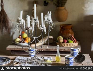 Example of plantation kitchen dining table in traditional mission La Purisima in Lompoc California