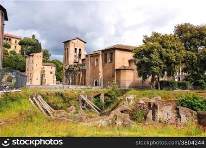 Excavations in the historical part of Rome, Italy