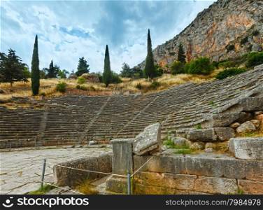 Excavations of the ancient Delphi city along the slope of Mount Parnassus(Greece). The amphitheater.