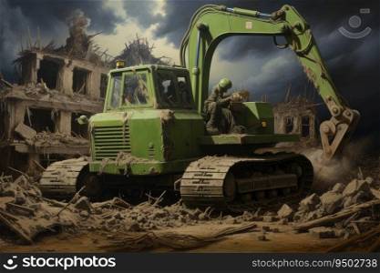 Excavator working on a construction site. Construction works