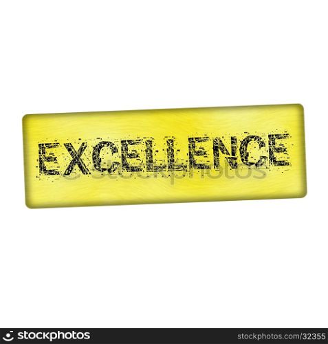 excellence black wording on wood yellow background