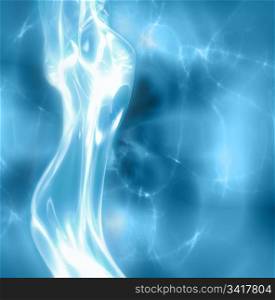 excellent abstract art image depicting glowing female body under water