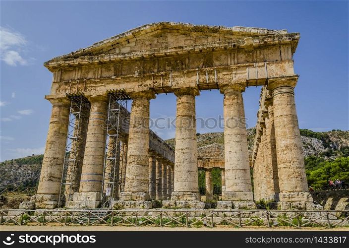 Excellent conservation of the Greek temple of doric style of the fifth century before Christ near Palermo in sicily