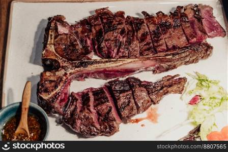 Excellent cuts of Argentine meat on a white plate