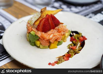 Excellent gourmet salmon tartare dish