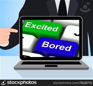 Excited Bored Keys Displaying Exciting And Boring Websites