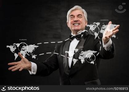 Excited business man succeed in international business - conceptual photo