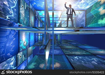 Excited businessman in business concept. The excited businessman in business concept