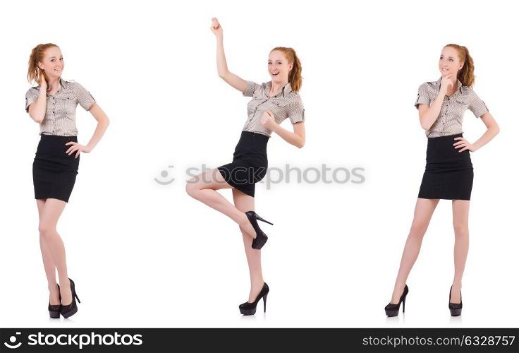 Excited businesswoman isolated on white