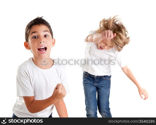 excited children kids happy screaming and winner gesture expression on white