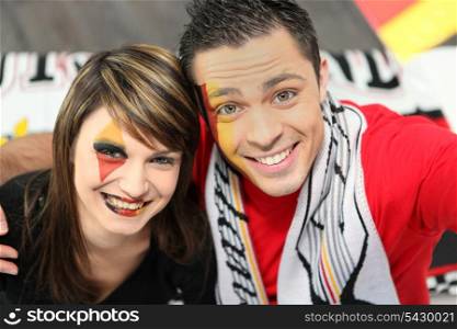 Excited German soccer supporters