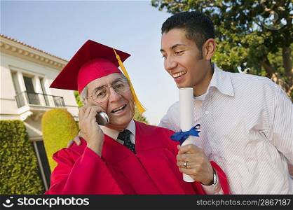 Excited Graduate with Son