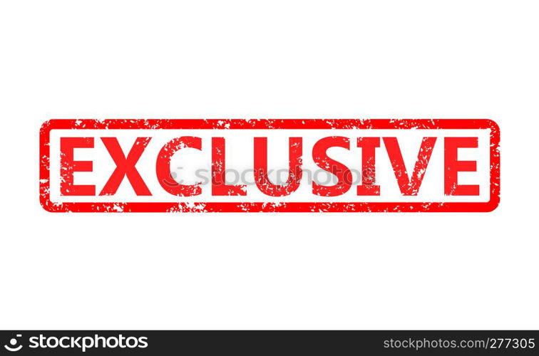 exclusive red rubber stamp on white background. exclusive stamp sign. text for exclusive stamp.