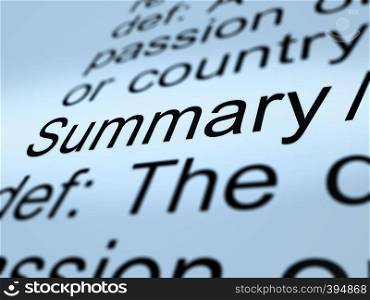 Executive Summary Definition Icon Showing Short Condensed Report Roundup 3d Illustration. Summing Up Information Or Analysis. Ambition Definition Closeup Showing Aspirations